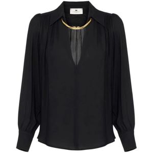 Elisabetta Franchi, Dames, Blouses & Shirts, Zwart, Maat: XS