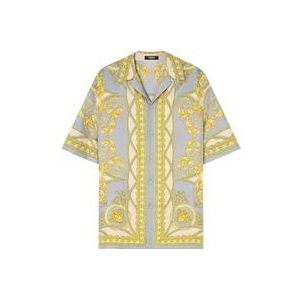Versace Barok Patroon Zijden Overhemden , Multicolor , Heren , Maat: M