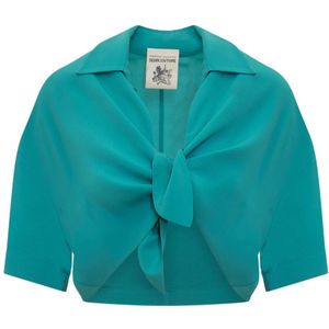 Semicouture, Dames, Blouses & Shirts, Blauw, Maat: 2XS