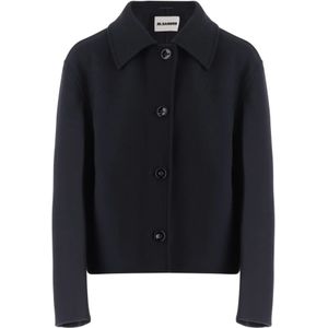 Jil Sander, Dames, Jassen, Blauw, Maat: M Wol,