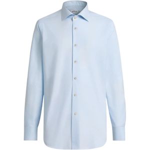 Kiton, Heren, Overhemden, Blauw, Maat: 2XL Katoen,