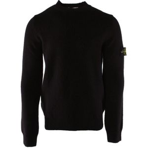 Stone Island - Zwarte Katoenen Trui - Heren - Ronde Hals