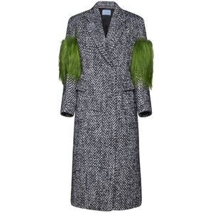 Prada, Dames, Mantels, Grijs, Maat: XS Wol,