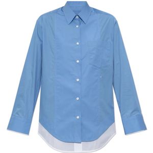 Victoria Beckham, Dames, Blouses & Shirts, Blauw, Maat: S Katoen,