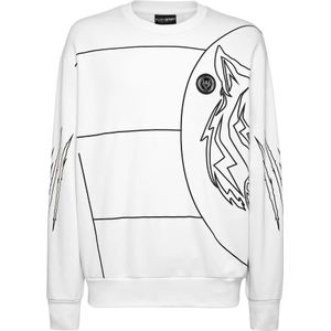 Plein Sport, Heren, Sweatshirts & Hoodies, Wit, Maat: S Katoen,