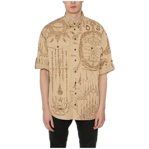 Dsquared2, Heren, Overhemden, Beige, Maat: M Katoen,