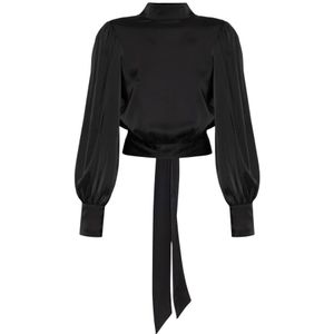 Gestuz, Dames, Blouses & Shirts, Zwart, Maat: XS Satijn,