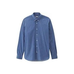 Woolrich Denim Chambray Overhemd voor Heren , Blue , Heren , Maat: L