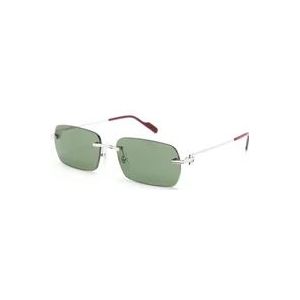 Cartier Zilveren Zonnebril met Accessoires , Gray , Heren , Maat: 57 MM