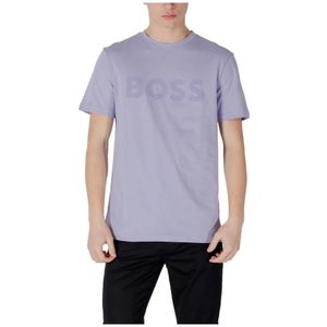 Boss - Bedrukte T-shirt - Lila - Katoen