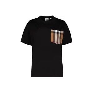 Burberry Vintage Check Pocket T-shirt , Black , Dames , Maat: XS