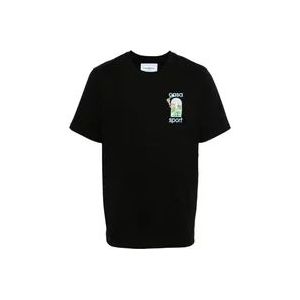 Casablanca Zwarte Biologisch Katoenen T-shirts en Polos , Black , Heren , Maat: S