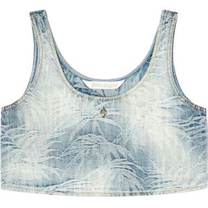 Palm Angels, Dames, Tops, Blauw, Maat: M Denim,