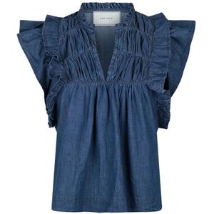 Neo Noir, Dames, Blouses & Shirts, Blauw, Maat: M Denim,