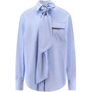 Brunello Cucinelli, Dames, Blouses & Shirts, Blauw, Maat: XS Katoen,