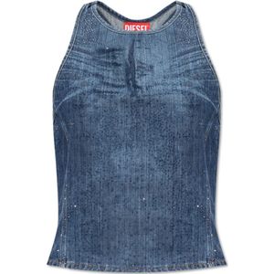 Diesel, Dames, Tops, Blauw, Maat: L Katoen,