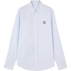 Maison Kitsuné, Heren, Overhemden, Blauw, Maat: L Katoen,