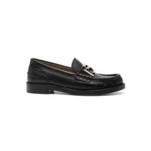 Fendi Leren Loafers met FF Logo Plaque , Black , Heren , Maat: 39 EU