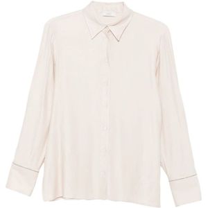Peserico, Dames, Blouses & Shirts, Beige, Maat: M Wol,