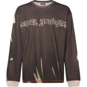 Diesel, Heren, Sweatshirts & Hoodies, Bruin, Maat: XL Katoen,