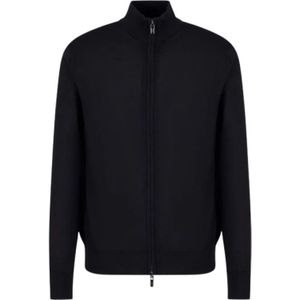 Emporio Armani, Heren, Sweatshirts & Hoodies, Blauw, Maat: S Wol,