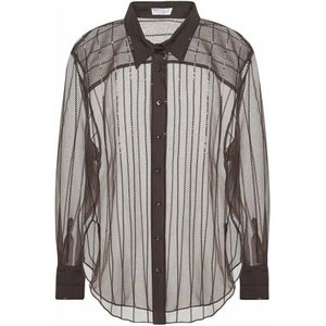 Brunello Cucinelli, Dames, Blouses & Shirts, Bruin, Maat: L Zijde,
