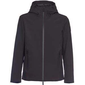 Woolrich Zwarte hoodie met logo patch , Black , Heren , Maat: L
