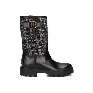 Tod's Zwarte Leren Enkellaarzen Dames , Black , Dames , Maat: 39 EU