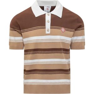 Casablanca Chicano Gestreepte Polo in Beige/Bruin , Multicolor , Heren , Maat: M