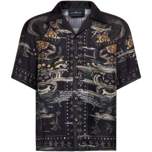 John Richmond, Heren, Overhemden, Zwart, Maat: M Zijde,