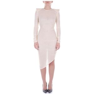 Elisabetta Franchi, Dames, Jurken, Wit, Maat: S Viscose,
