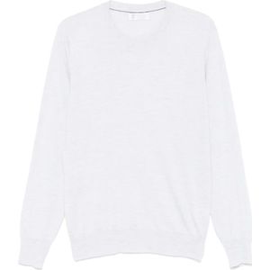 Brunello Cucinelli, Heren, Truien, Wit, Maat: 2XL Linnen,