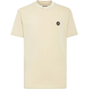 Philipp Plein, Heren, Tops, Beige, Maat: 2XL Katoen,