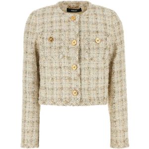Versace, Dames, Jassen, Beige, Maat: M Tweed,