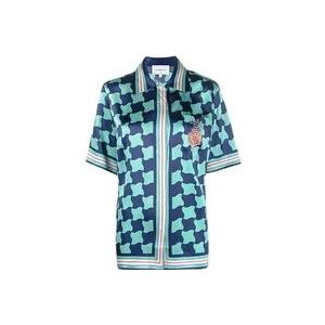 Casablanca Moderne Zijden Pooltegel Overhemd , Blue , Dames , Maat: M