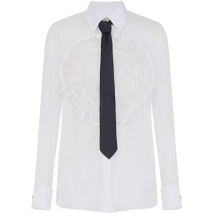 Elisabetta Franchi, Dames, Blouses & Shirts, Wit, Maat: XS Zijde,