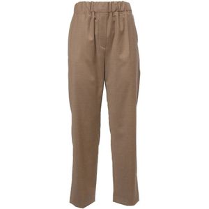 Weekend Max Mara, Dames, Broeken, Bruin, Maat: L Wol,
