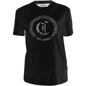 Just Cavalli - T-shirt - Zwart - Rhinestone Versiering