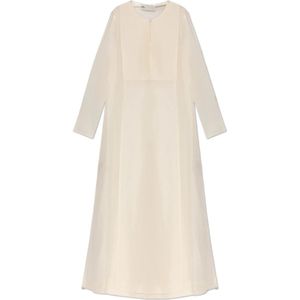 Tory Burch, Dames, Jurken, Beige, Maat: L Linnen,