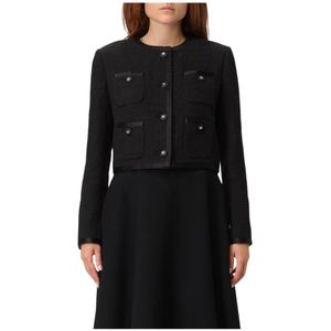 Dolce & Gabbana, Dames, Jassen, Zwart, Maat: XS Tweed,