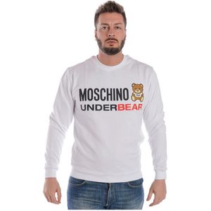 Moschino, Heren, Sweatshirts & Hoodies, Wit, Maat: S Katoen,