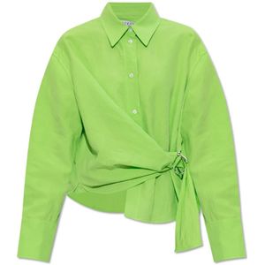 JW Anderson, Dames, Blouses & Shirts, Groen, Maat: M Linnen,