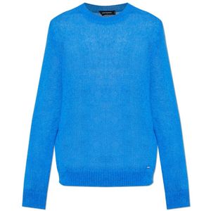 Dsquared2, Heren, Truien, Blauw, Maat: M Mohair,
