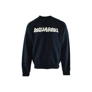 Dsquared2 Cool Fit Crewneck Blauw Katoenen Trui , Blue , Heren , Maat: XL