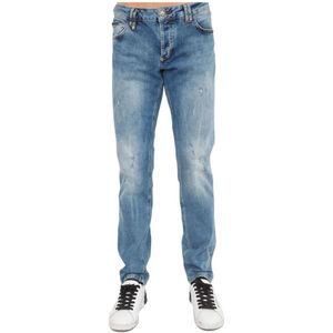 Philipp Plein, Heren, Jeans, Blauw, Maat: W38 Katoen,