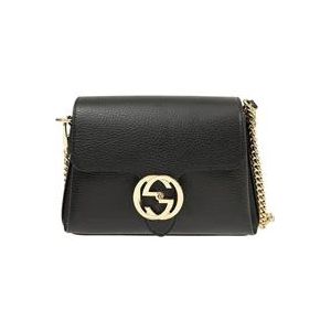 Gucci Zwarte handtas voor vrouwen Logo Leer Dollar Calf Mod. 607720 Cao0G 1000 , Black , Dames , Maat: ONE Size