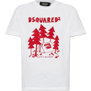 Dsquared2 - T-Shirt - Wit - Katoen - Met Stijlvolle Print