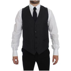 Dolce & Gabbana - Grijs Gestreepte Jurk Vest - Heren - Wol