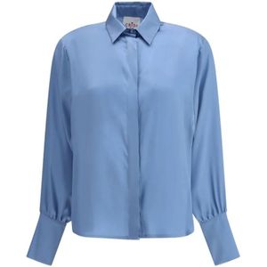 Crida Milano, Dames, Blouses & Shirts, Blauw, Maat: XS Zijde,