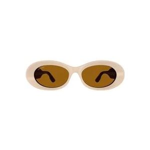 Gucci Bruine zonnebril voor vrouwen , Beige , Dames , Maat: 54 MM